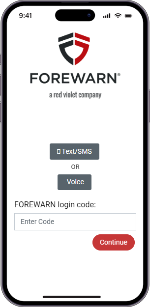 Screenshot of FOREWARN login