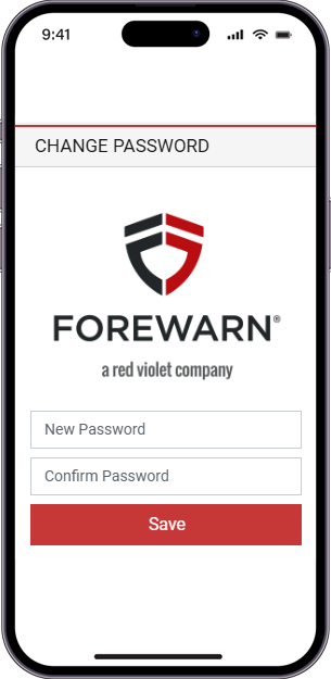 Screenshot of FOREWARN login change